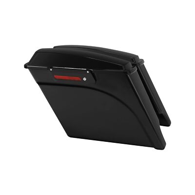XFMT Vivid Black 5 Inch Stretched Extended Saddlebags with Lid Latches Keys F...