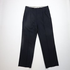 Vtg 70s Streetwear Mens 36x34 Pleated Herringbone Wool Bell Bottoms Pants USA