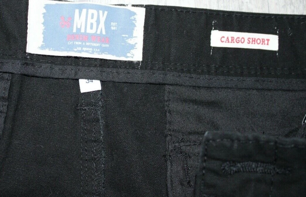 MBX Denim Wear Men s All Black Cargo Shorts Size 34 EUC eBay