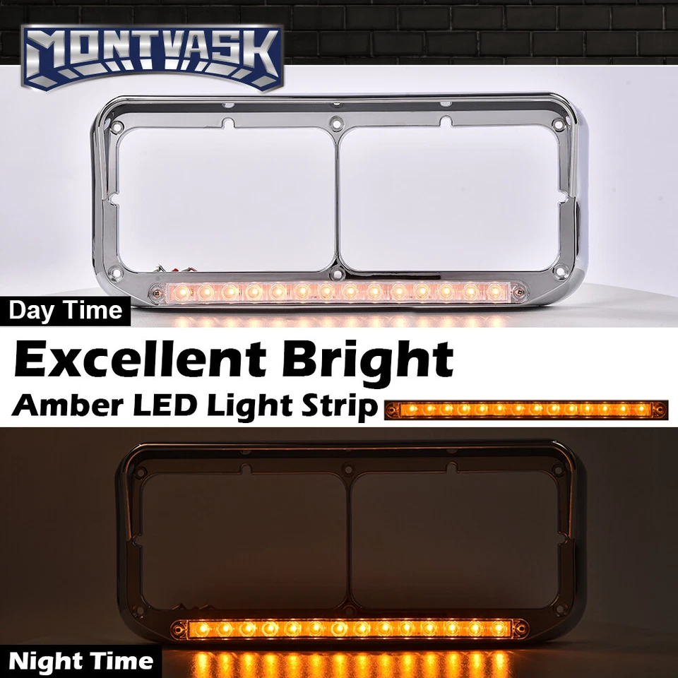 Ajuste para Kenworth T400 T600 T800 W900B W900L cromado 4x6 LED farol moldura par - Imagem 3 de 4