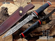HUNTEX Handmade Damascus Blade Buffalo Horn Handle 330mm Long Exotic Dirk Dagger