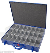 Stahlblech-Sortimentskoffer 440 x 340 x 66 mm mit 24 Einsatzkästen 108x54x63 mm