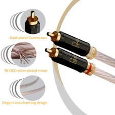 Pair OCC Copper Wire and Silver Plated Wire Mixed HiFi Interconnect RCA Cable