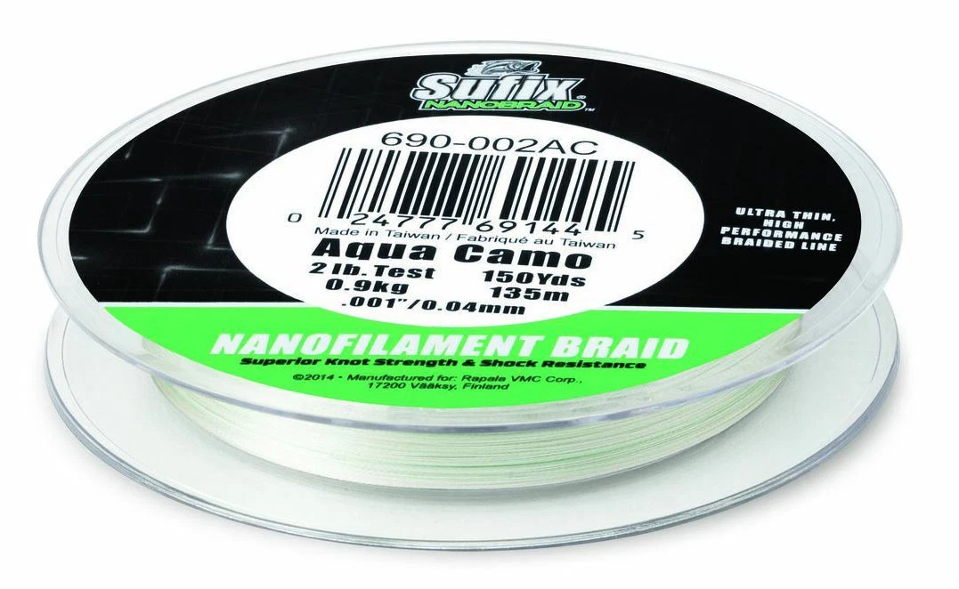 Sufix NanoBraid Aqua Camo - 10 lb Test - 150 yard Nano Braid