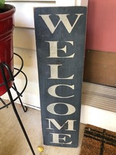 Wood Wall Sign "Welcome" - 22" Tall Hanging Art