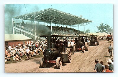 Postcard Iowa Midwest Old Settlers & Thrashers Grain Saw Wood Mount Pleasant, IA