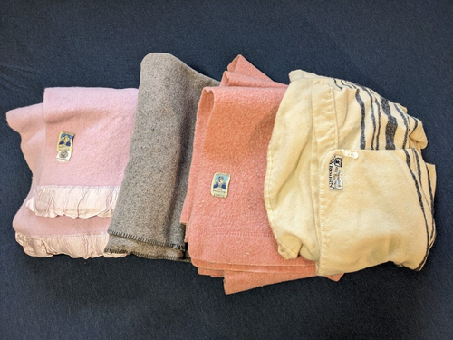 lot of 4 vintage 60s 70s wool blankets Ayrburn Wescomills Kenwood Wool Products