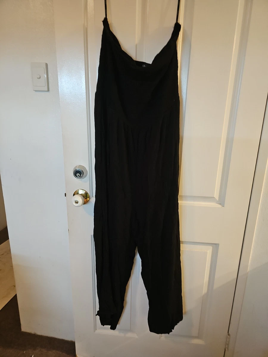 Black strapless cheap jumpsuit plus size