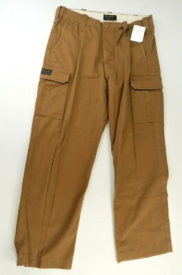 M Gordon 1998 Heavy Twill Golden Brown Stone Wash Cargo Pants Mens 36 R New
