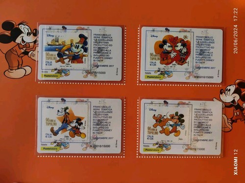 90 ANNI TOPOLINO DISNEY FOLDER COMPLETO 8 TESSERE POSTE ITALIANE - Foto 2 di 3
