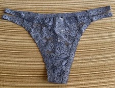 NWT Victoria  s Secret Blue Flowery Lace Thong Panty S 