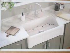 Fireclay Farmhouse Kitchen Sink 30 x 18 Apron Single Bowl Farm with Bottom Grid