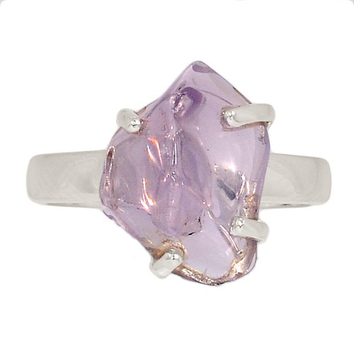 Natural Lavender Quartz Rough Boquira - Brazil 925 Silver Ring s.7 CR51488