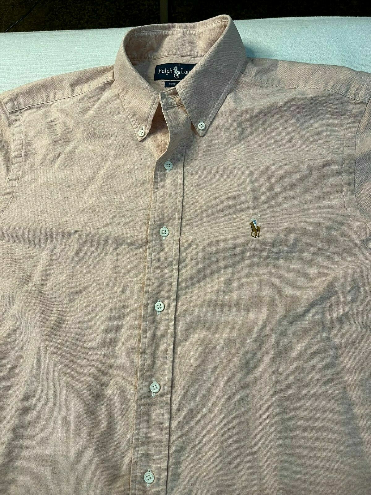Camicia Ralph Lauren Oxford con bottoni multicolore pony manica lunga rosa uomo 16 34