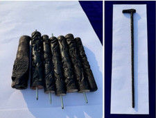 Antique-Style Wooden Walking Cane , Tiger Handle Detailed Engraved Carvings