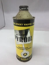 VINTAGE ADVERTISING  PYROIL CONE TOP FULL  OIL GARAGE SHOP  CAN TIN  M-655