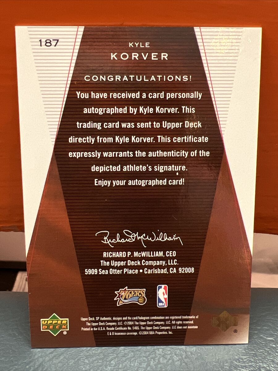 2004 Upper Deck SP Rookie Authentics Kyle Korver Rookie Auto 2004 Upper Deck SP Rookie Authentics Kyle Korver Rookie Auto