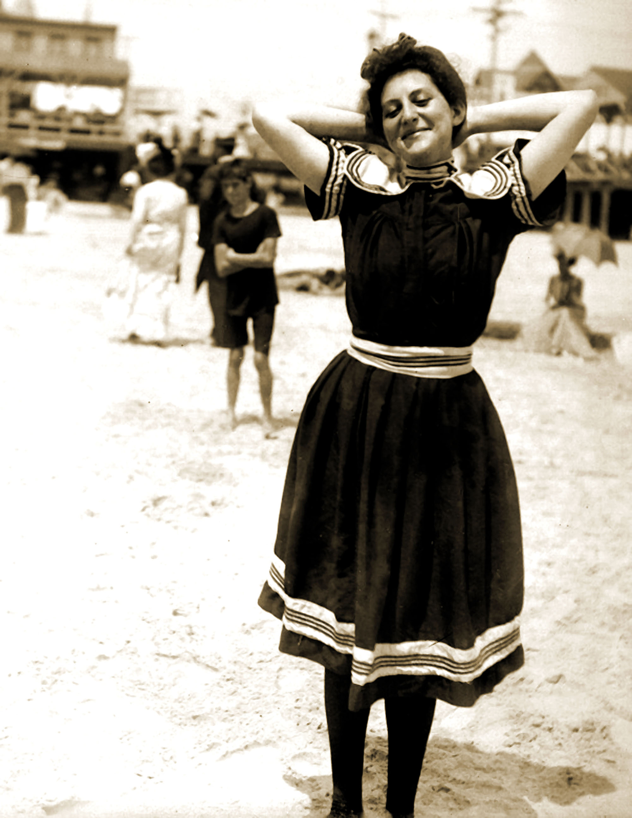 1905 Bathing Beauty, Atlantic City, NJ Vintage Old Photo 8.5