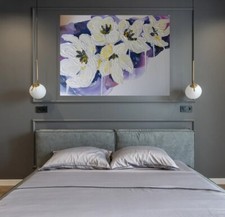 Quadro dipinto mano acrilico su tela fiori astratto arredamento moderno regalo 