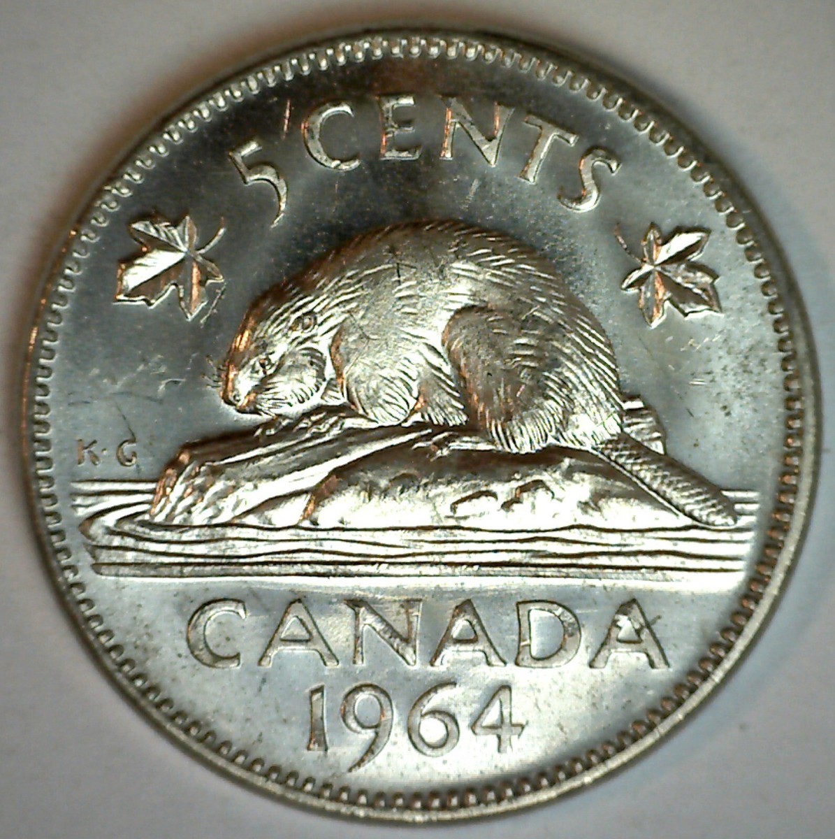 1964 Canada Nickel 5c Canadian Coin Dot Over D in Dei Uncirculated