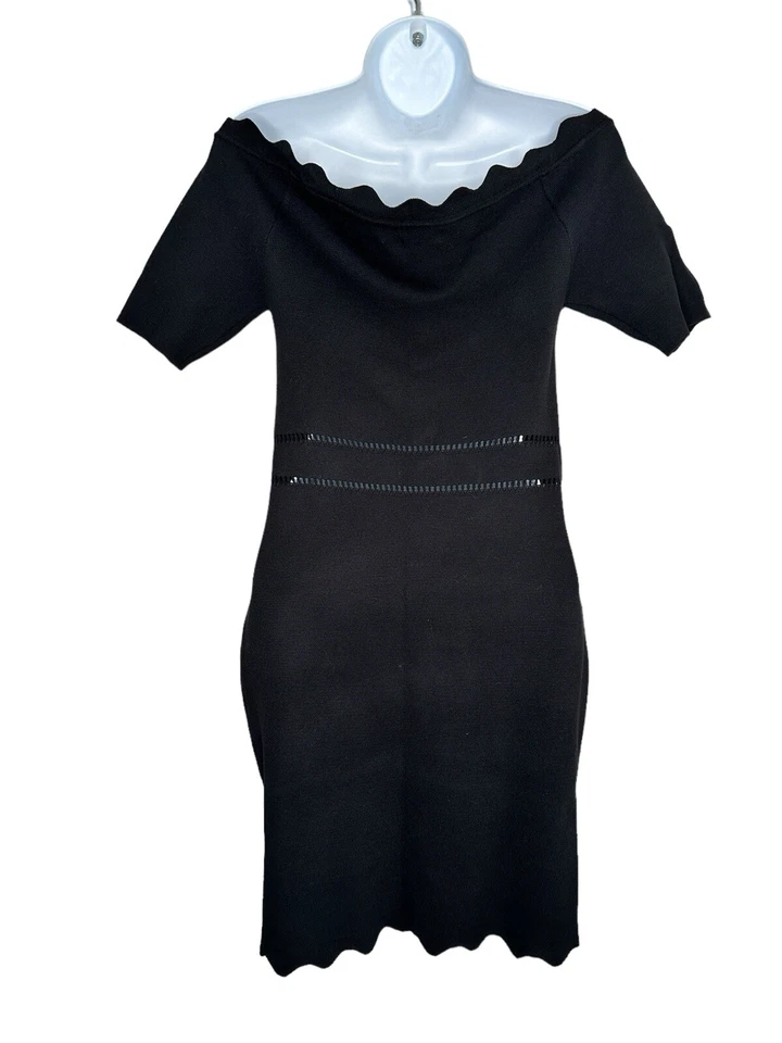 NEW Love Tree Mini Black Off The Shoulder Scalloped Bodycon M Medium NWT L - Imagem 2 de 4