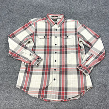 Eddie Bauer Shirt Mens Tall XL Red Gray Plaid Flannel Button Up Long Sleeve