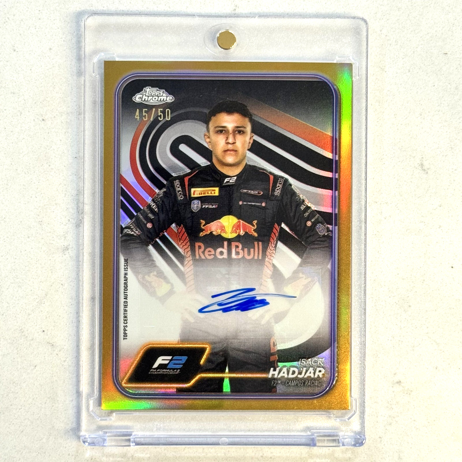 2024 Topps Chrome Formula 1 F1 ISACK HADJAR Gold Refractor Auto /50 F2 Autograph
