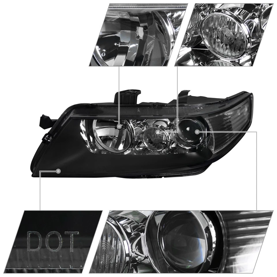 Black Projector Headlights Fits 2004-2005 Acura TSX Turn Signal Lamps Pair L+R Foto 4 de 4