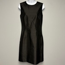VTG Talbots Black LBD 100% Silk Luxury Wedding Guest Sleeveless Pencil Dress 12