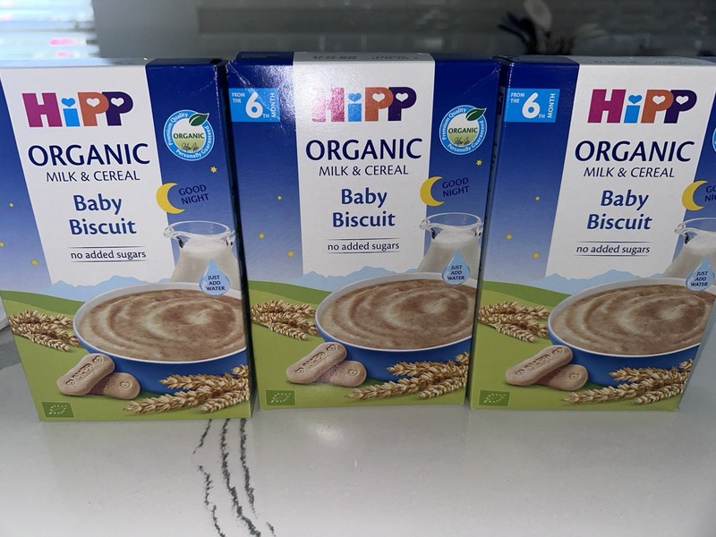 HiPP Organic Baby 6 Month Milk and Cereal Baby Biscuit 3 Boxes- 250g Each