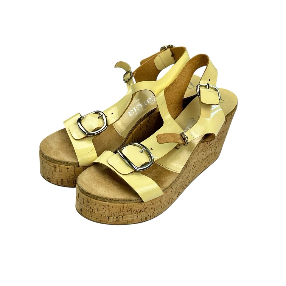 PEDRO GARCIA Ivory Patent Leather Cork Platform Buckle Sandals Women's 39.5/ 9 - Image 2 of 4