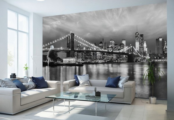 Komar Vliestapete Stadt Modern Schwarz Weiß New York 368X254 Cm Feature Wall-image