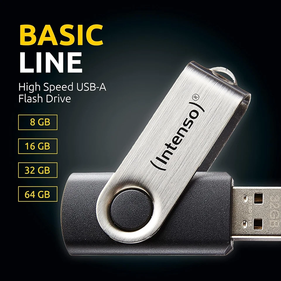 Intenso Basic Line - Flash Drive 8 GB - USB 2.0, Silver/Black - Image 2 of 4