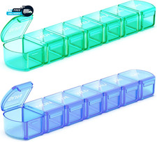 Extra Large Pill Organizer 2 Pack XL Pill Box 7 Day Weekly Pill Case with Large