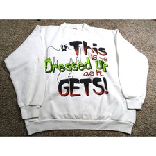 Vtg 90s Tultex Halloween Ghost Humor Crewneck Sweatshirt Large Spooky Season