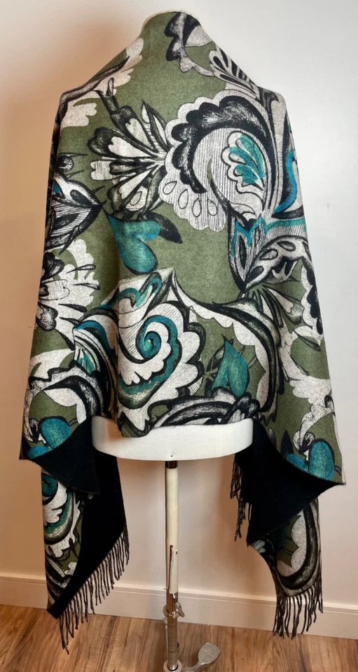 Nordstrom 80" x 27" Grande Bufanda Oblonga Cachemira Gráfico Estampado Floral Flecos O/S Foto 3 de 4