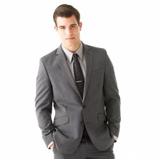 NEW KENNETH COLE Reaction Men  s 2-Piece Suit 46R/W40 Gray Tonal Check Slim 350