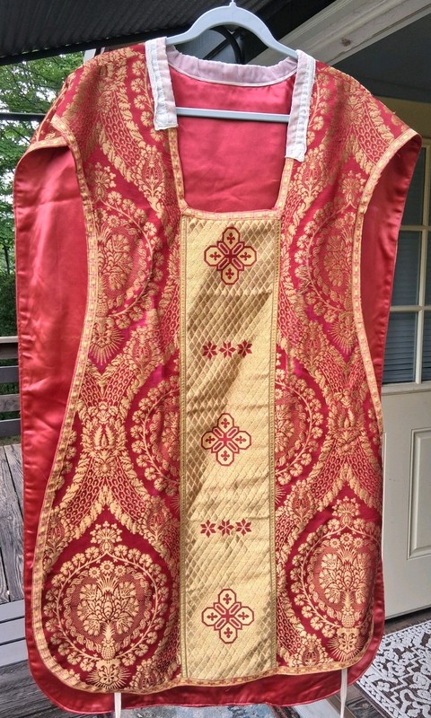 Vintage Red Fiddleback Chasuble