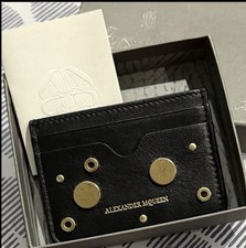 ALEXANDER MCQUEEN GOLD STUD LEATHER CARD HOLDER w/ original box and coa