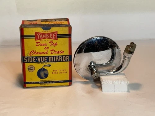 Vintage Yankee Side-Vue Automobile Mirror, Chrome, 4” Round