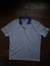 Nike Dri Fit Golf Polo Shirt Mens XL Blue/White Striped Short Sleeve Athletic