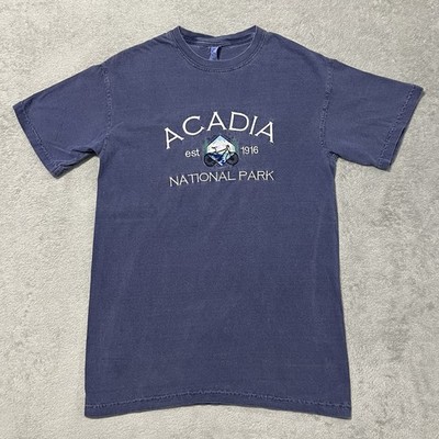 Comfort Colors Shirt Mens S Blue Acadia National Park Est. 1916 Embroidered Tee