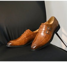 38-46 Mens Pointed Toe Buckle Faux Leather Formal Dress Business Shoes Buckle Sz