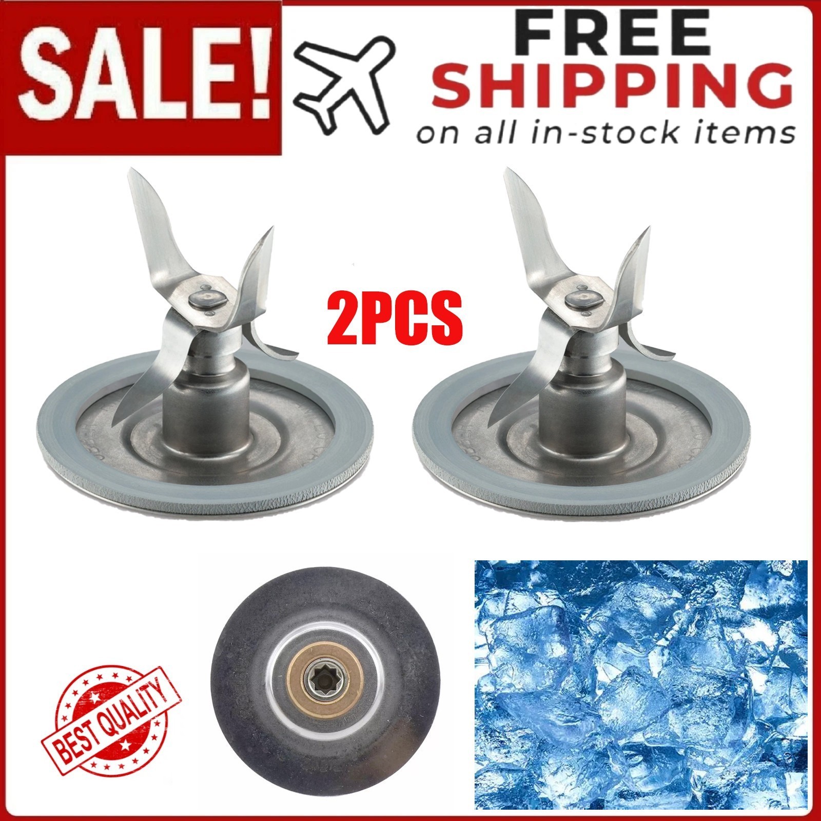 2 Pack Ice Crusher Blender Blade Cutter 4961-011 with Gasket for Oster Osterizer