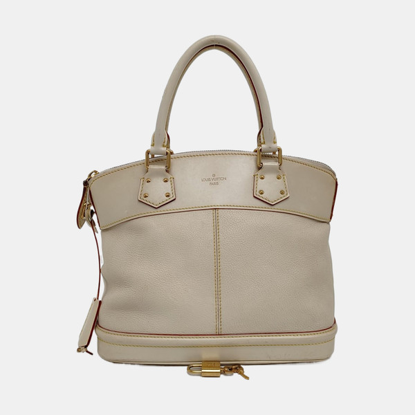 Authentic LOUIS VUITTON Suhali Lockit Beige Leather PM Top Handle Bag Satchel