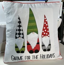 **GNOME FOR THE HOLIDAYS** Christmas Throw Pillow 16”x16”