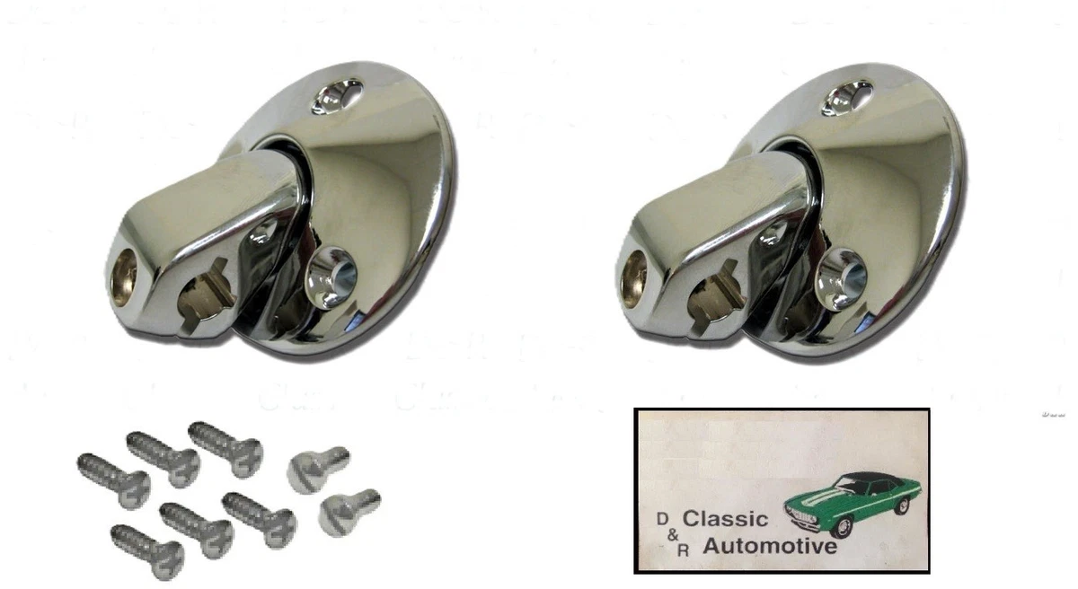 Chevy Gm Inside Sun Visor Support Bracket Chrome Mounting Tension Screws Set