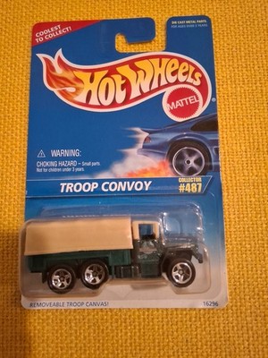 Hot Wheels Troop Convoy Green Brown #487 Diecast Truck  N