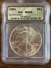 1991 $1 American Silver Eagle ICG MS 69 | Uncirculated UNC BU