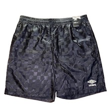 NWT Umbro Checkered Soccer Shorts Mid Rise 7" Vintage Style Black Men's M L XL
